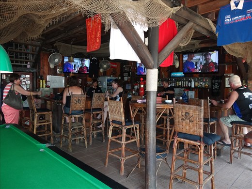 Bar prior to the test match - filled up quickly when it started