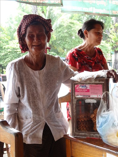 Old lady selling home made sweets - no pension so they have to keep working