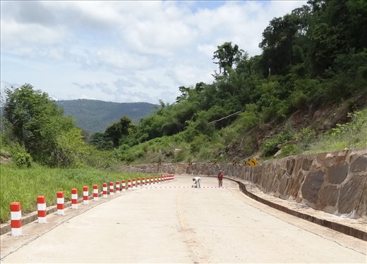 Speed hump painting men - no stop/go signs here