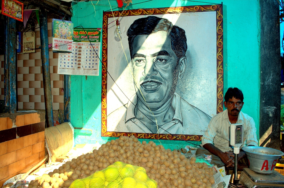 A ray of sun breaks in through a cavity, warm and still, intermittently breaking the frenzy inside Goubert Market. Pondicherry, India