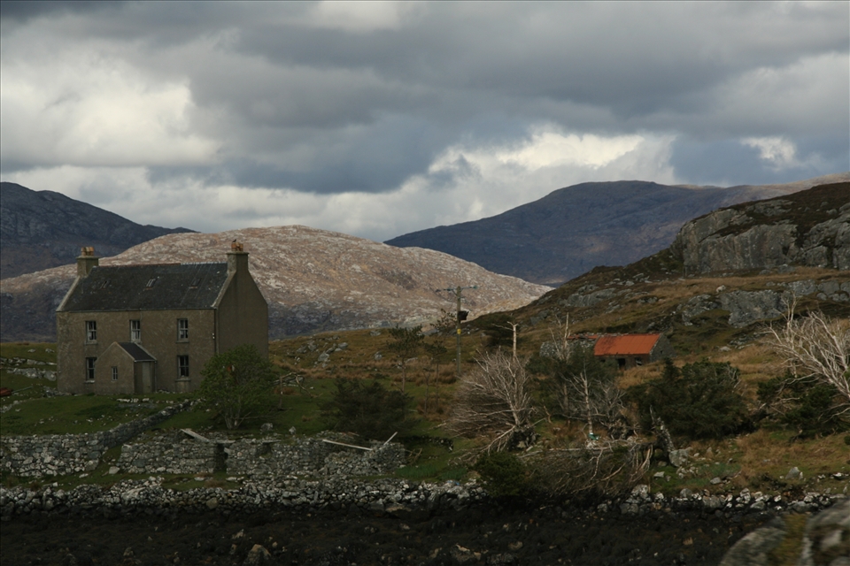 There are not many trees here, as the weather is so windy and harsh. The whole island is full of the juxtaposition of barrenness and life. Here a house stands surrounded by windswept trees and not much else. A natural, yet lived in environment. It feels like being in the middle of nowhere, yet every corner brings a sign, just a sign, of human life.