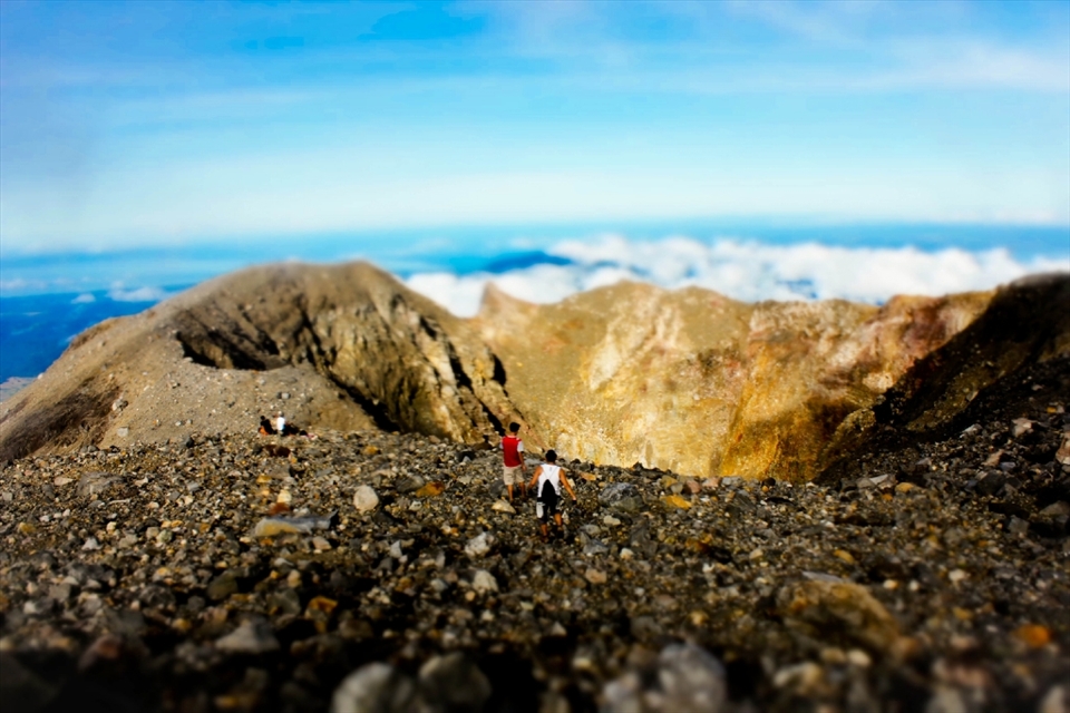 The crater of the volcano greets you good morning. 