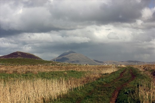This was shot right from by the coast near where I was renting, where in the distance you could see the rather imposing holy mountain Croag Patrick with a long path leading off to it.