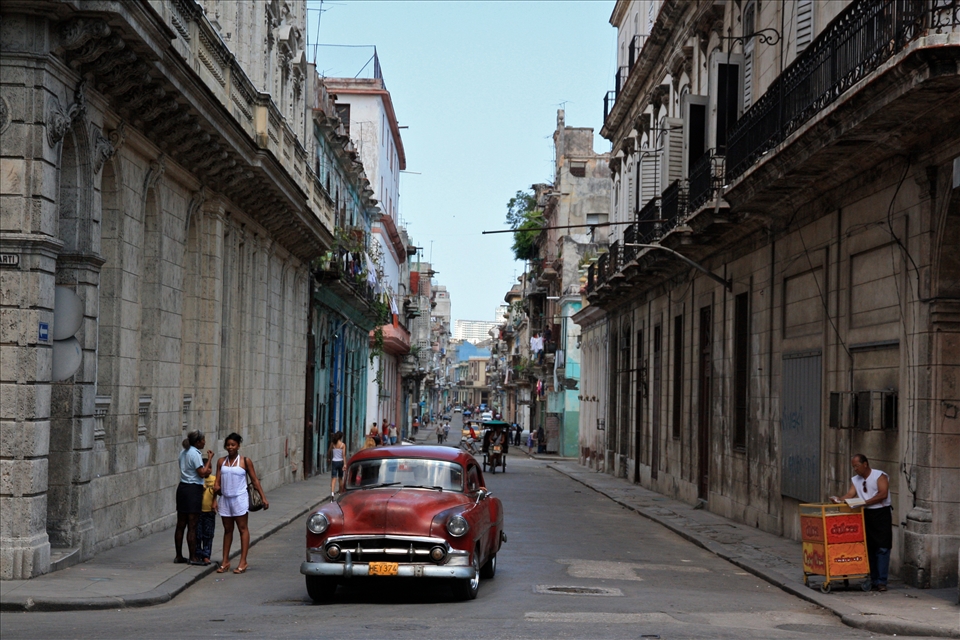 Looking into Centro Havana, a vast sprawling residential district of the city, y