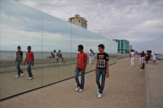 The Malecón borders Centro Havana to the north, looking out to the horizon to th
