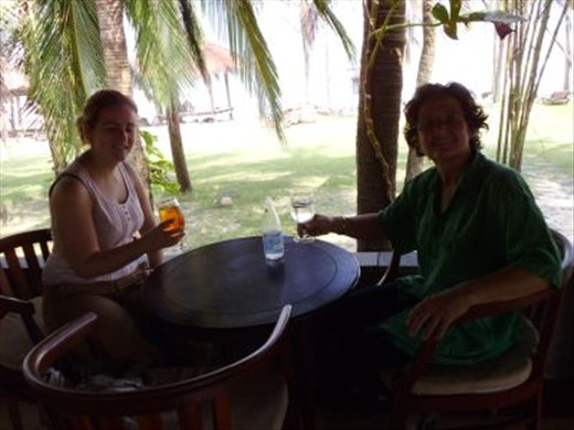 cooling with a drink in the shade - nice treat