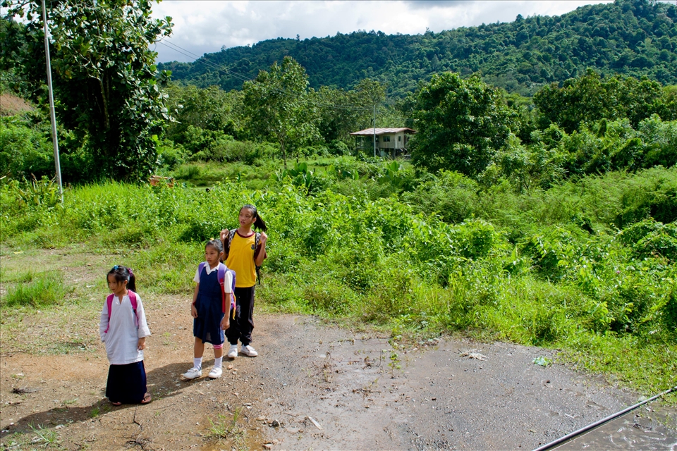 Children use the train to go to school from tiny vilages