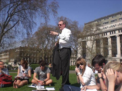 class outside with my British Life and Culture teacher