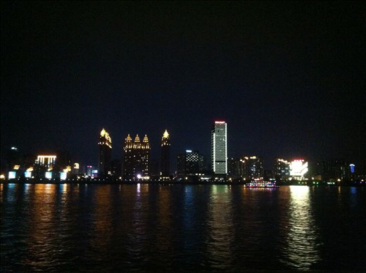 night view on the river, Viking take off in Shanghai