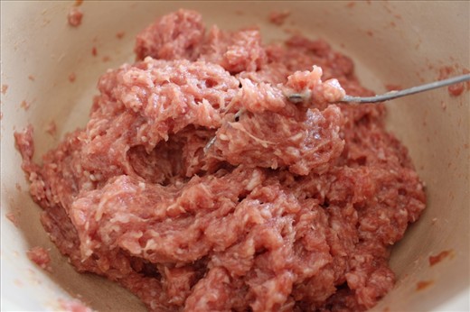 the meat mixture after being mixed