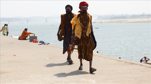 Sadhus taking a walk down the Ganges