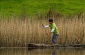A Mapuche kid, moving his canoe with a triton, that use to fish too. Fishing is an  important way to get fresh food for this people and they do it on the same way that they used to do hundreds years ago, just a few things have changed with the years.: by gmunozs, Views[819]