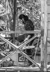 Chopping wood is a must for people who lives in the Patagonia, especially in winter. This guy is using an electric saw, to chop the wood that will keep him and his family warm in the snowy winter.: by gmunozs, Views[1017]
