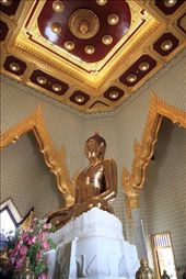 20 years ago this solid gold buddha sat in a small ground level  structure, today it is emtombed in a ornate white mable temple 40 metres above street level ,adorned with huge tin bells and beautifully carved statuettes: by goodtrojan, Views[477]