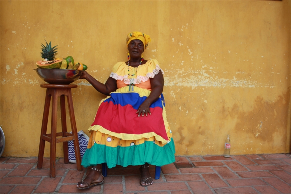 Colombian woman in the traditional dress