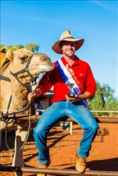 Jockey is all grins after winning the 2014 Uluru Camel Cup.: by gracehenley, Views[372]