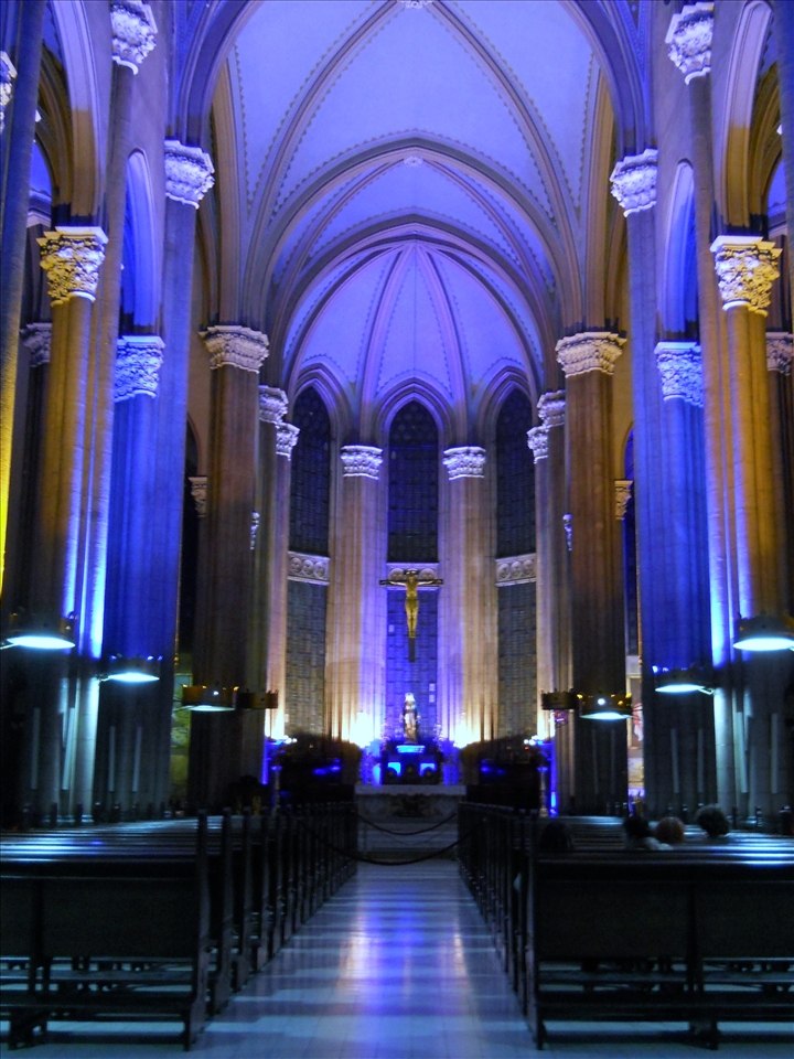 RESPITE. The serenity inside the church provides respite to the weary traveler.