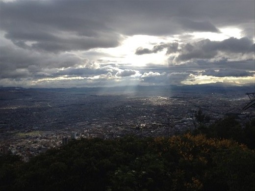The sun's rays pierce Bogotá's ever-present clouds 
