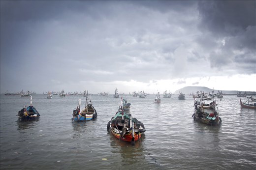 Fishermen’s boat docking in the port of East Java