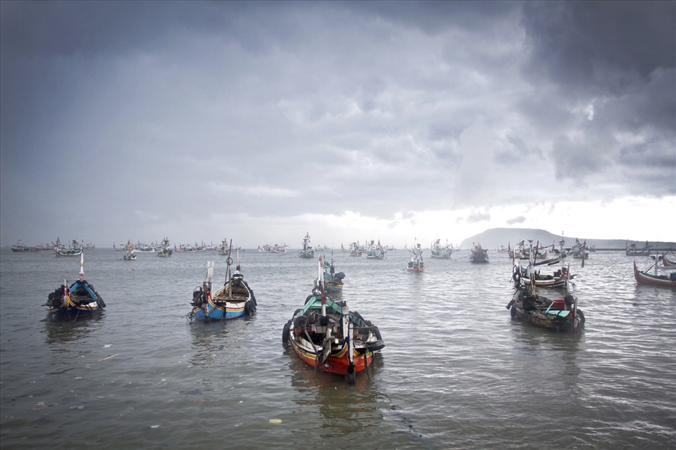 Fishermen’s boat docking in the port of East Java