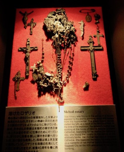 Where was god? Melted rosaries, Nagasaki A-Bomb Museum