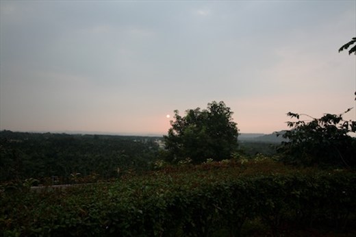 Smoggy sunset from Yuan Fang Homestay