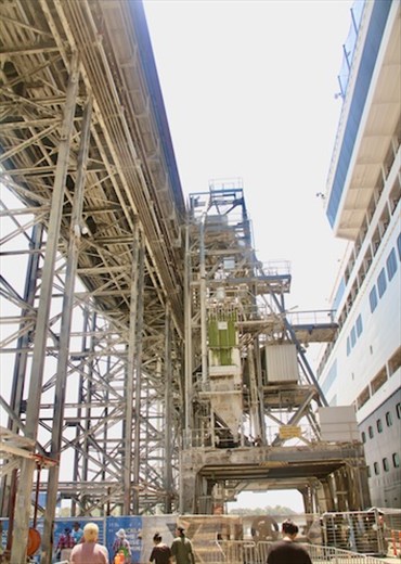 Dwarfed by the port apparatus, Gladstone