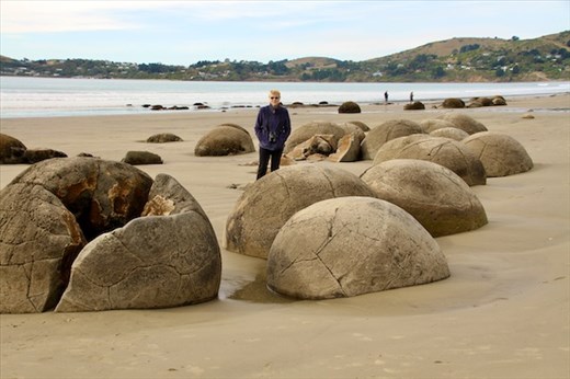 Connie at Moeraki Boulders