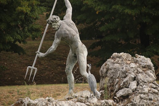 Neptune Fountain with Great Blue Heron, Boboli Gardens