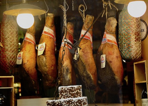 Butcher shop with Prosciutto