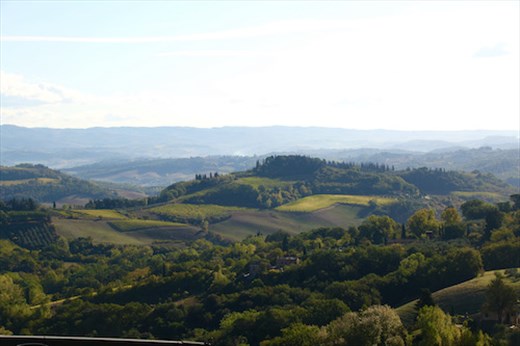 Tuscan countryside seen from San Gimignano