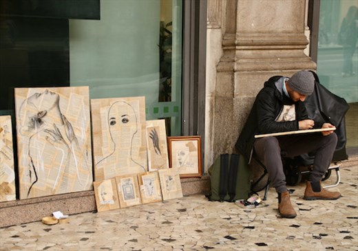 Standing on a corner somewhere in Bologna