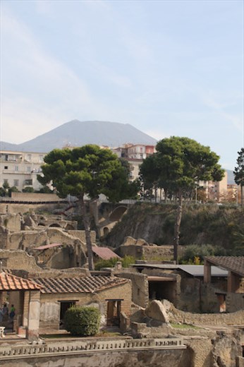Herculaneum with Vesuvius looming