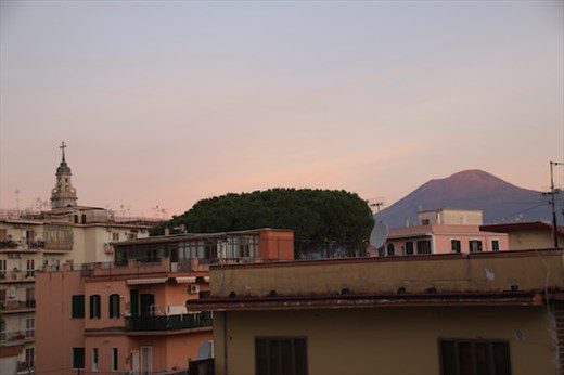 Vesuvius from our window, Casa Cinque, Pompeii