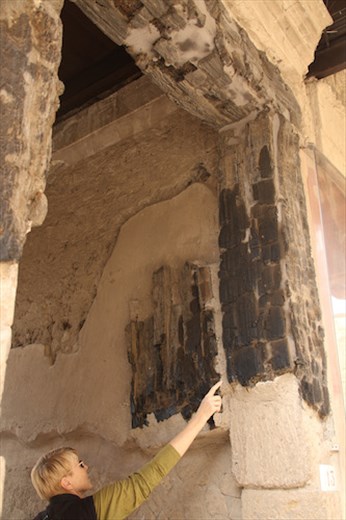 Original charred wooden beam, Herculaneum