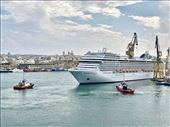 MSC Orchestra coming out of dry dock, Valetta: by graynomadsusa, Views[285]