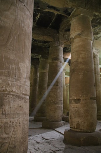 Ray of light in Hypostyle of Seti I, Abydos