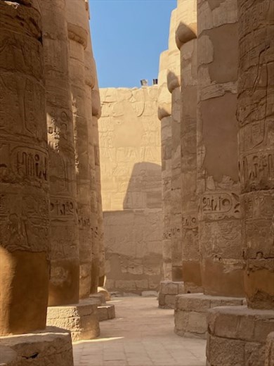 A few of the 134 Columns in the Great Hypostyle Hall,  Karnak Temple