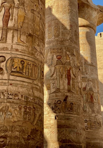 Close-up of columns in Great Hypostyle Hall,  Karnak Temple