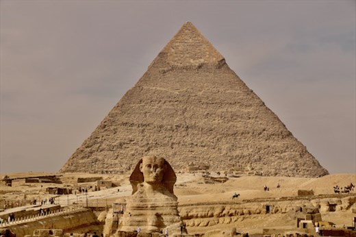 Sphinx and Khufu Pyramid