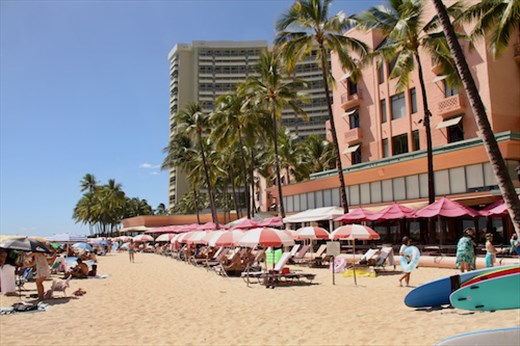 Waikiki Beach, where the tourists go