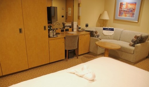 Our first stateroom has everything except QUIET