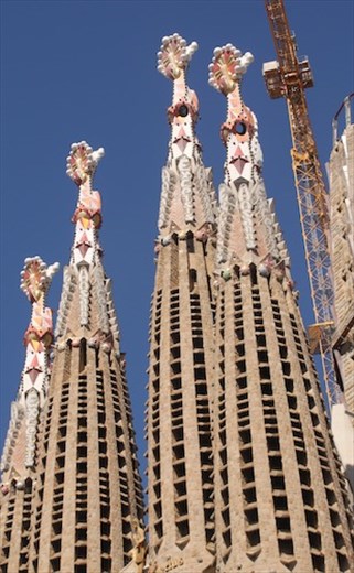 Four of an eventual 16 spires, Sagrada Familia