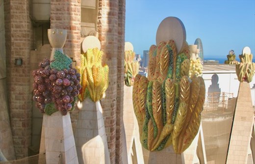 Colorful doodads from the Passion Tower, Sagrada Familia