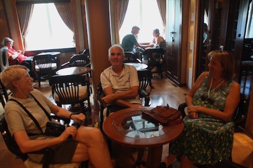 Waiting to go ashore, Connie, Gary, Trish