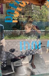 Connie in the barber's chair, Ubud: by graynomadsusa, Views[710]