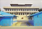 Photo from Connie's '98 visit; North Korean Phanmun Pavilion and blue Conference Row buildings: by graynomadsusa, Views[177]