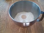 Combining bread ingredients in mixer bowl: by grubgirl, Views[244]