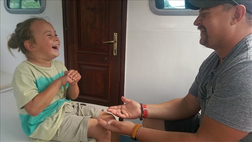 A little game of hand slap to entertain Conner while on the ferry ride to Krka