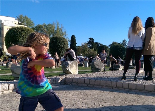 Conner grooving with the dancers in the background. 